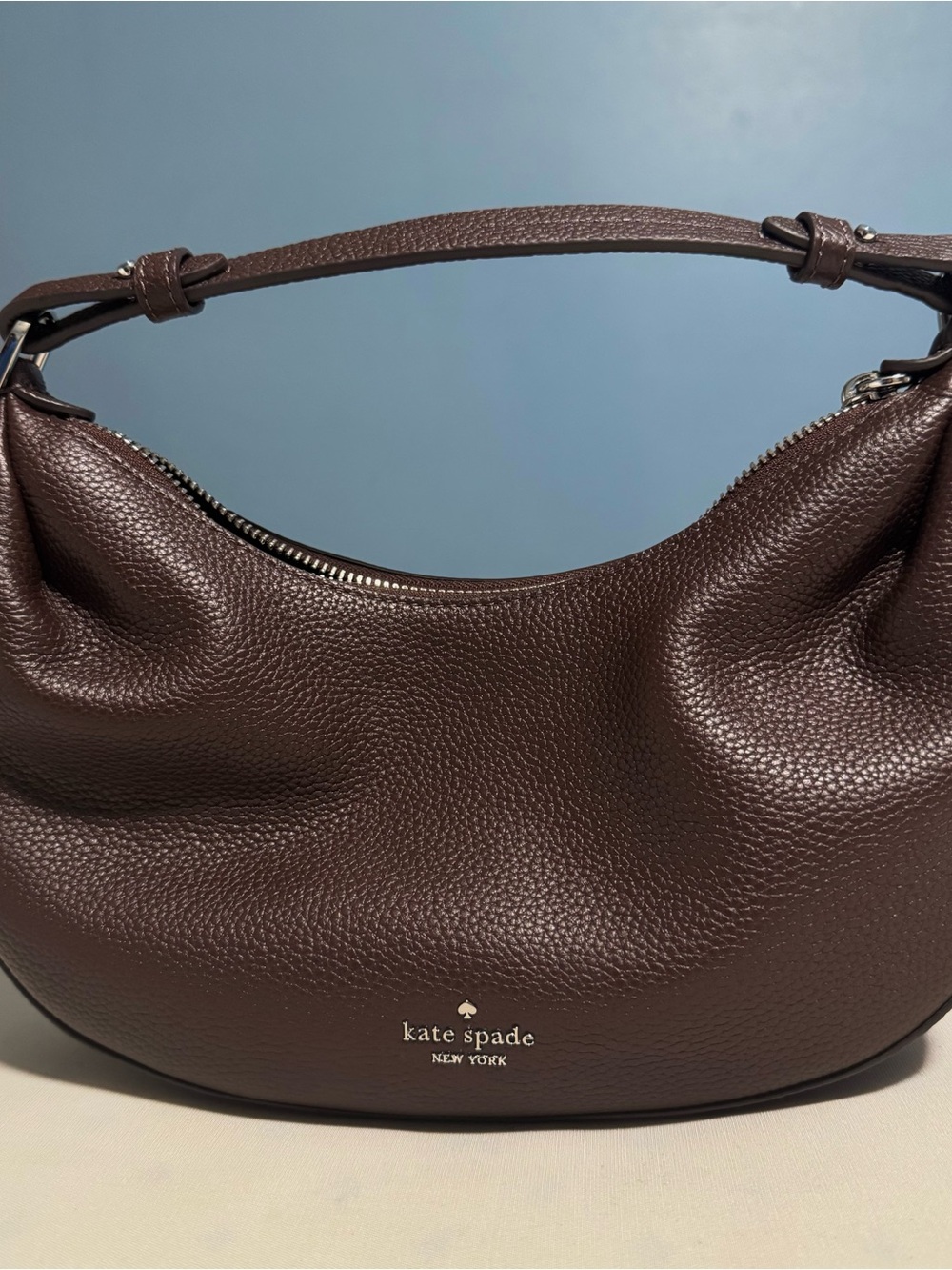 kate spade Chocolate Brown Pebbled Leather Hobo Bag